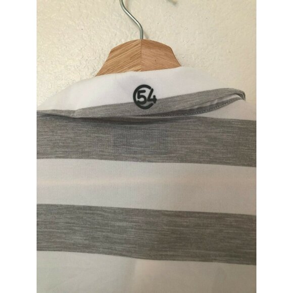 Chase 54 Striped Gray and White Short Sleeve Collared Polo Men's Medium - Picture 5 of 6